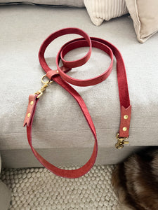 Nubuck ultra soft leather - hands free dog leash